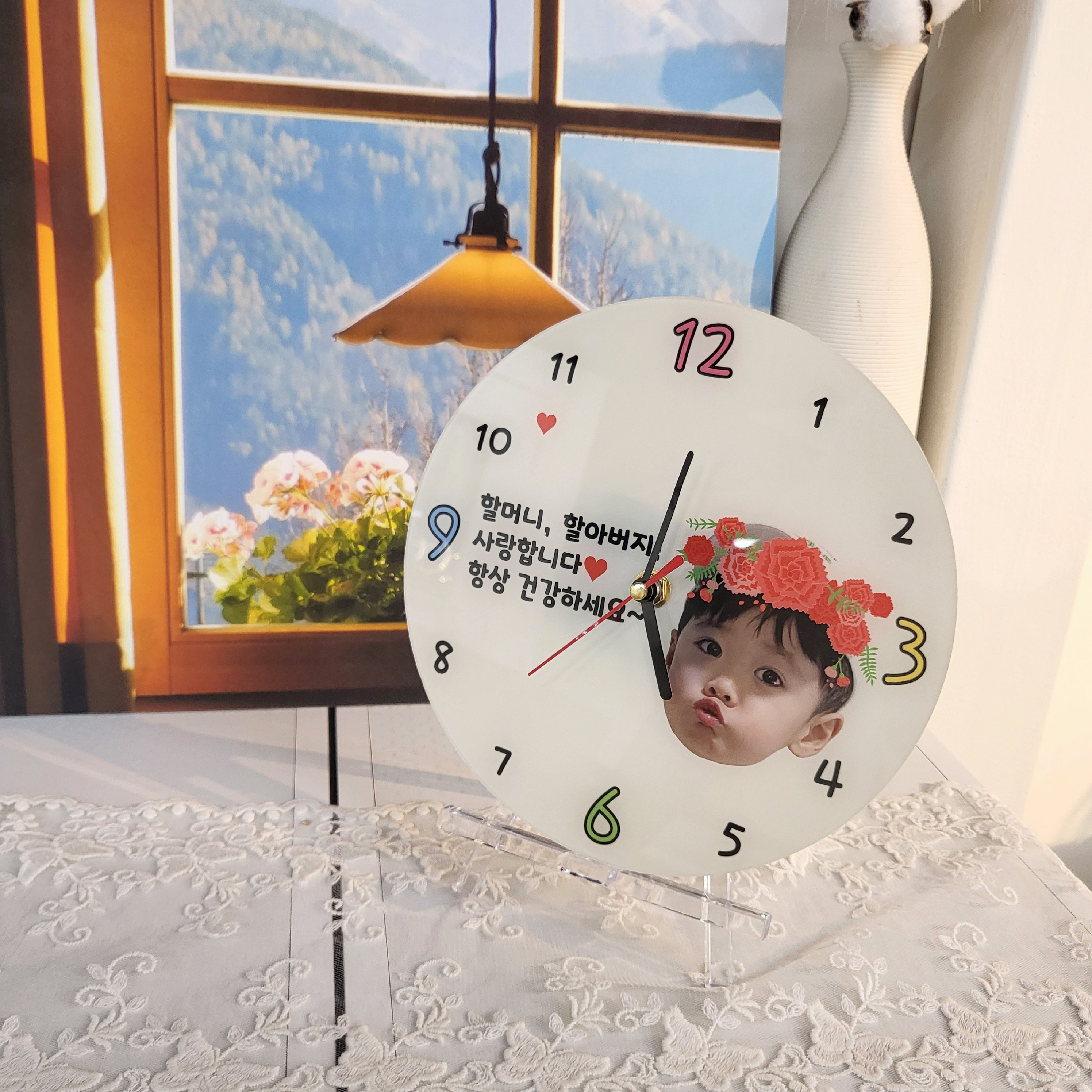 카네이션 화관 포토시계