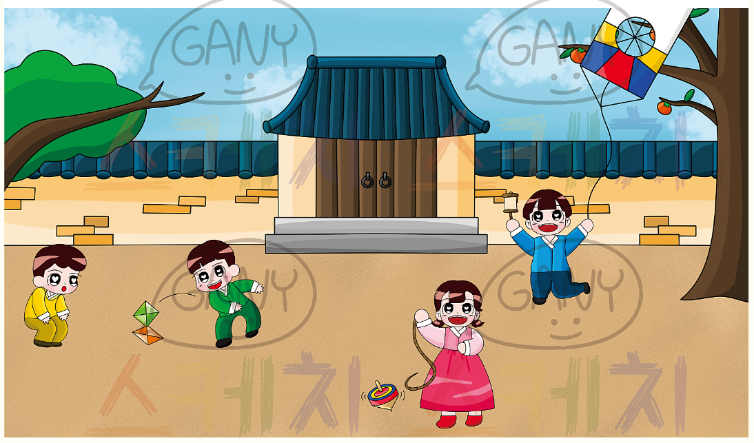 전통놀이 배경 도안